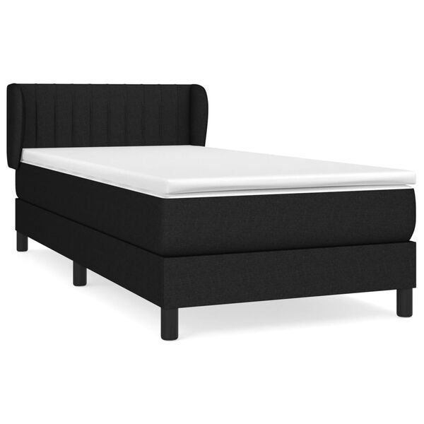 vidaXL Cama box spring con colch&oacute;n tela negro 80x200 cm