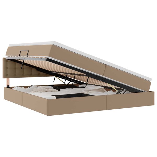 vidaXL Cama con almacenamiento y colch&oacute;n Capuchino 200 x 200 cm