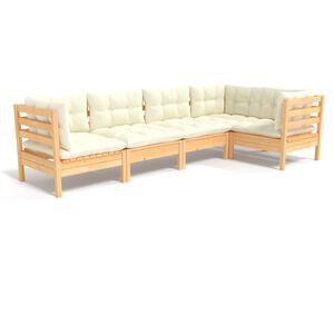 vidaXL Muebles de jard&iacute;n 5 piezas cojines madera de pino crema