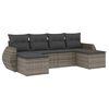 vidaXL Set de muebles de jard&iacute;n 6 pzas y cojines rat&aacute;n sint&eacute;tico gris