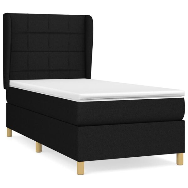 vidaXL Cama box spring con colch&oacute;n tela negro 90x200 cm