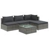vidaXL Set de muebles de jardín 5 pzas y cojines ratán sintético gris