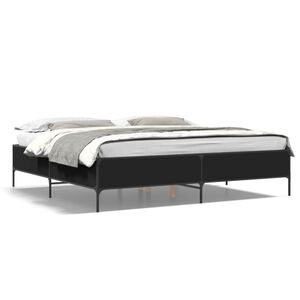 vidaXL Estructura de cama madera de ingenier&iacute;a y metal negro 200x200cm