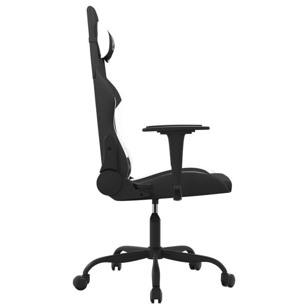 vidaXL Silla gaming tela negro y blanco