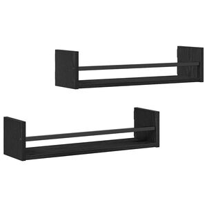 vidaXL Estante de pared 2 pcs Roble Negro 60 x 16 x 14 cm