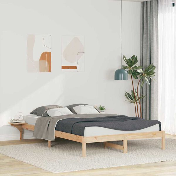 vidaXL Estructura de Cama con Mesitas Natural 160 x 220 cm