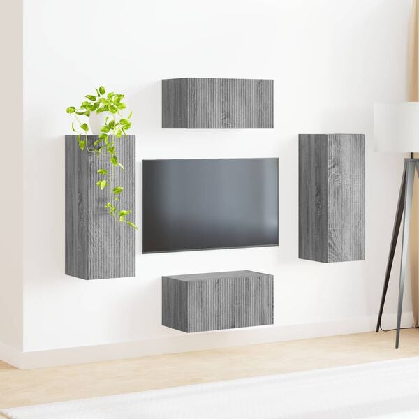 vidaXL Conjunto de mueble de TV 2 pcs Gris Sonoma Madera de ingenier&iacute;a