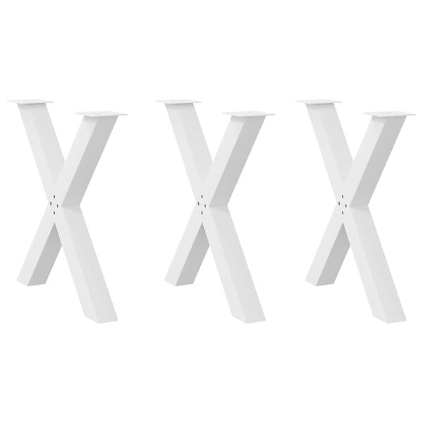 vidaXL Patas para mesa de comedor en forma de X (3 unidades), color blanco, 80 x (72-73) cm, acero