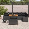 vidaXL Conjunto de sof&aacute;s de jard&iacute;n 9 pcs Negro rat&aacute;n sint&eacute;tico