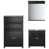 vidaXL Juego de muebles de ba&ntilde;o BERG 3 pzas madera maciza pino negro