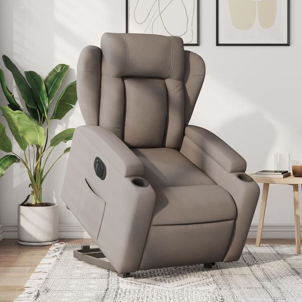 vidaXL Sillón eléctrico reclinable elevable de tela gris taupe