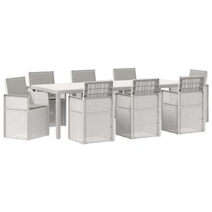 vidaXL Conjunto de Comedor de Jard&iacute;n 9 uds. Blanco y Gris Claro PP
