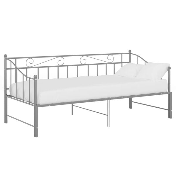 vidaXL Estructura sof&aacute; cama extra&iacute;ble sin colch&oacute;n metal gris 90x200 cm