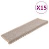 vidaXL Alfombrillas para escaleras 15 unidades 65x21x4 cm Borde rectangular plateado