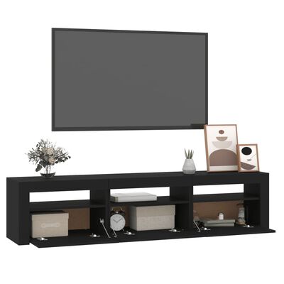 vidaXL Mueble de TV con luces LED negro 180x35x40 cm