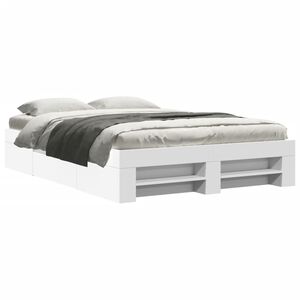 vidaXL Estructura de cama madera de ingenier&iacute;a blanca 135x190 cm