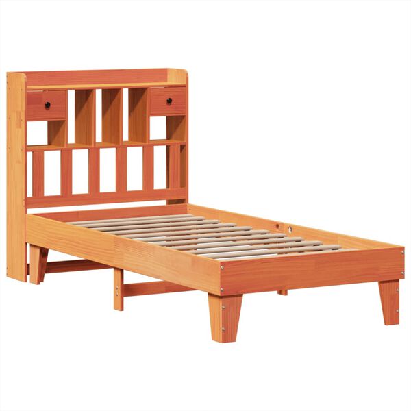 vidaXL Estructura de cama sin colch&oacute;n madera maciza marr&oacute;n 75x190 cm