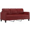 vidaXL Sof&aacute; 3 plazas almohadas y cojines cuero sint&eacute;tico rojo tinto