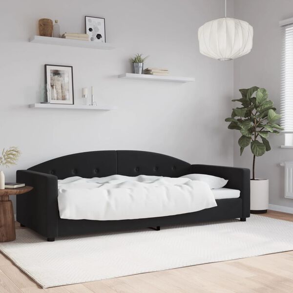 vidaXL Sof&aacute; cama sin colch&oacute;n terciopelo negro 90x200 cm