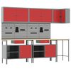 vidaXL Conjunto de armarios de trabajo con caj&oacute;n 10 uds. Rojo y Gris