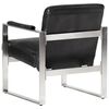 vidaXL Sill&oacute;n de cuero aut&eacute;ntico negro 60x73x77 cm