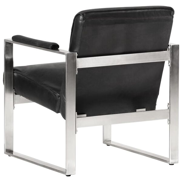 vidaXL Sill&oacute;n de cuero aut&eacute;ntico negro 60x73x77 cm