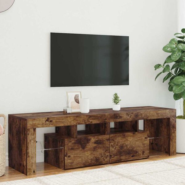 vidaXL Mueble de TV con luces LED color roble ahumado 140x36,5x40 cm