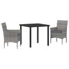 vidaXL Conjunto de Comedor de Jard&iacute;n 3 uds. Gris rat&aacute;n sint&eacute;tico