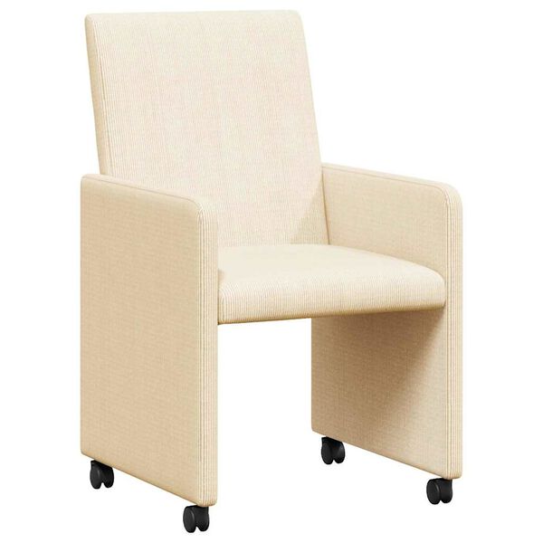 vidaXL Sillas de Comedor con Ruedas 2 pcs Crema 57 x 66 x 94 cm