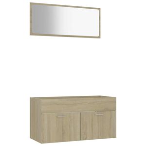 vidaXL Set de muebles de ba&ntilde;o 2 pzas contrachapada color roble Sonoma