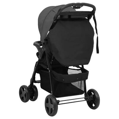 vidaXL Carrito de bebés 3 en 1 de acero gris y negro | vidaXL.es