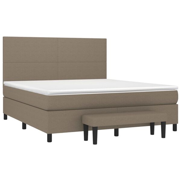 vidaXL Cama box spring con colch&oacute;n tela gris taupe 180x200 cm