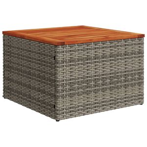 vidaXL Mesa de jard&iacute;n de madera de acacia y rat&aacute;n PE gris 55x55x37 cm