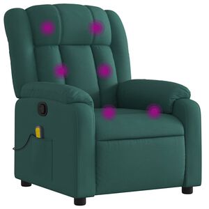 vidaXL Sill&oacute;n de masaje reclinable de tela verde oscuro