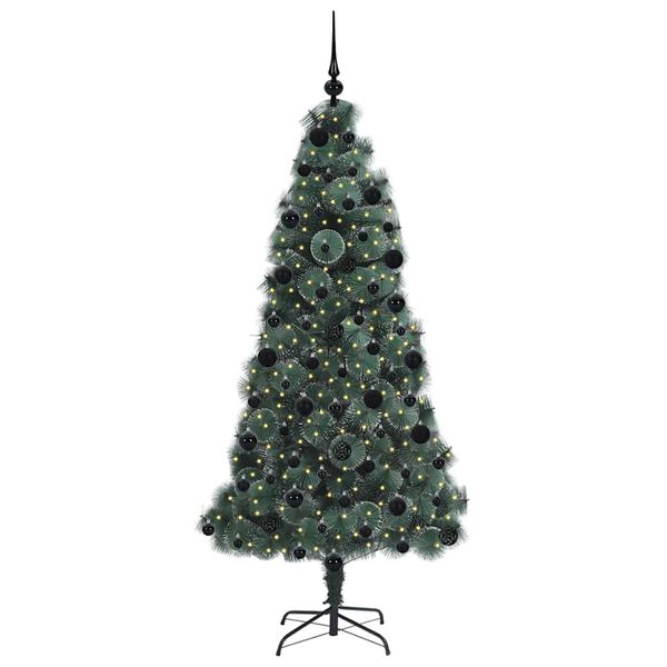 vidaXL &Aacute;rbol de Navidad artificial preiluminado con set de bolas Verde