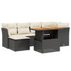 vidaXL Set de comedor de jard&iacute;n 7 pzas y cojines rat&aacute;n sint&eacute;tico negro