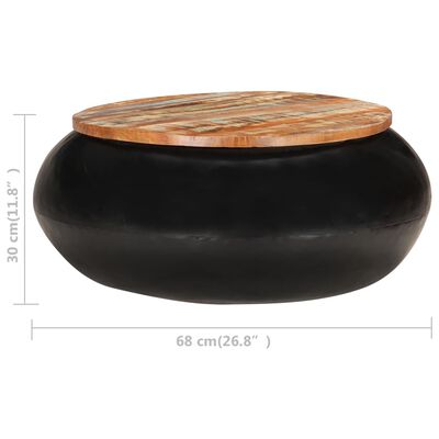 vidaXL Mesa de centro madera maciza reciclada negra 68x68x30 cm