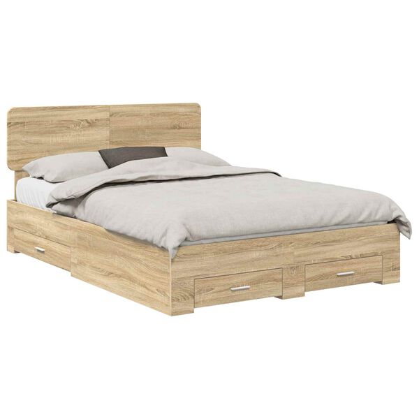 vidaXL Estructura de cama con cabecera Roble Sonoma 140 x 200 cm