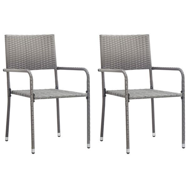 vidaXL Set comedor jard&iacute;n 3 pzas rat&aacute;n sint&eacute;tico gris antracita y gris