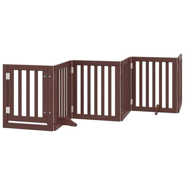 vidaXL Puerta de perros plegable 12 paneles madera &aacute;lamo marr&oacute;n 600 cm