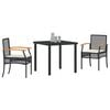 vidaXL Conjunto de Comedor de Jard&iacute;n 3 pcs Negro rat&aacute;n sint&eacute;tico
