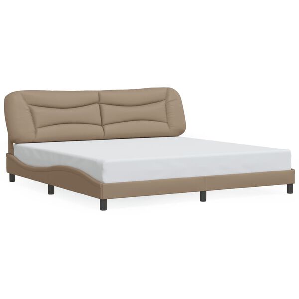 vidaXL Estructura de cama sin colch&oacute;n Hvar cuero sint&eacute;tico capuchino 200x200cm