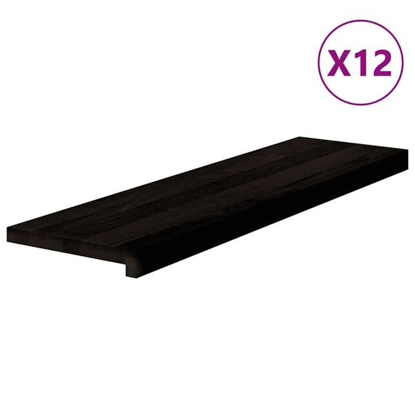 vidaXL Pelda&ntilde;os de escalera 12 uds madera maciza roble marr&oacute;n oscuro