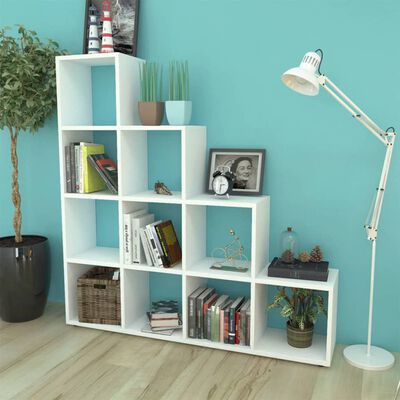 242550 vidaXL Staircase Bookcase/Display Shelf 142 cm White