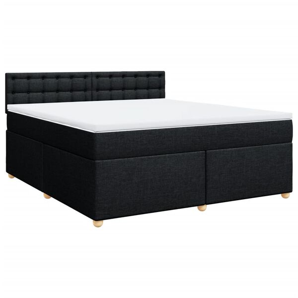 vidaXL Cama box spring con colch&oacute;n tela negro 180x200 cm