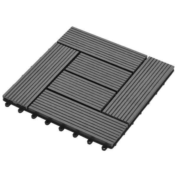 vidaXL Tile de Decking 11 pcs Gris 30 x 30 cm WPC