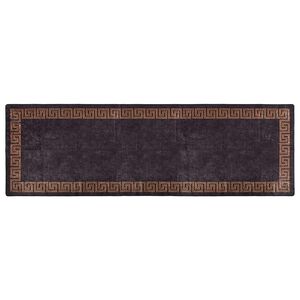 vidaXL Alfombra lavable negro y dorado 80x300 cm