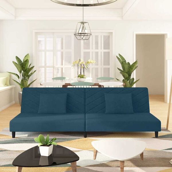 vidaXL Sof&aacute; cama de 2 plazas con dos almohadas terciopelo amarillo