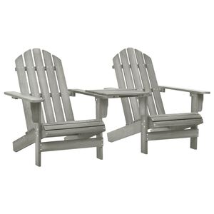 vidaXL Sillas Adirondack de jard&iacute;n y mesita madera maciza abeto gris