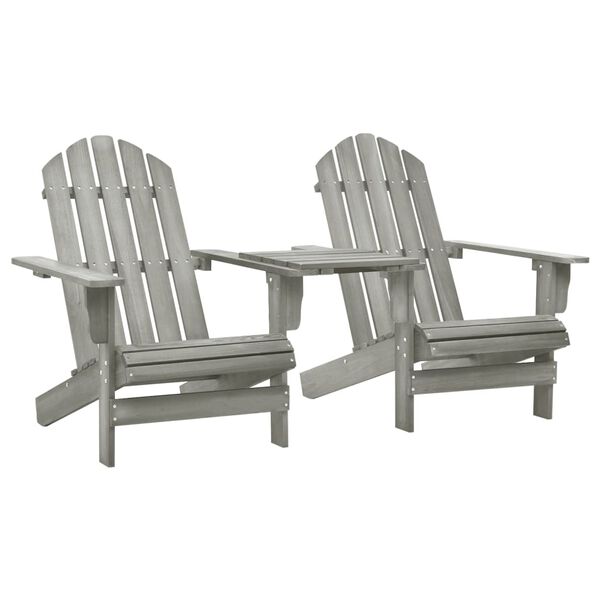 vidaXL Sillas Adirondack de jardín y mesita madera maciza abeto gris